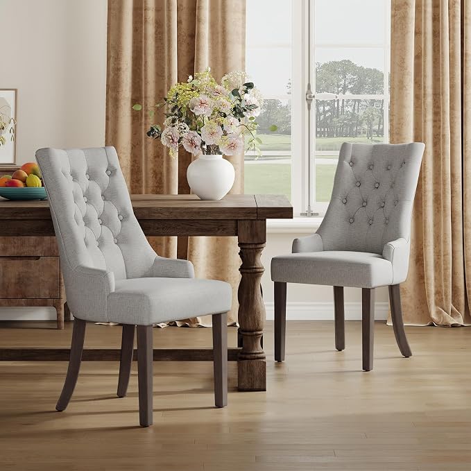 COLAMY Fabric Side Dining Chairs Set of 2, Wingback Upholstered Dining Room by COLAMYHOME
