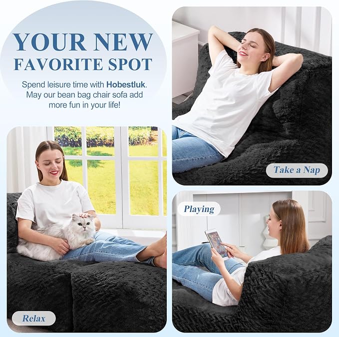 Hobestluk Bean Bag Chair Big Bean Bag Lounger - Image 7