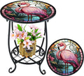 Cinnvoice Outdoor Side Table Round Small Mosaic Patio Accent Indoor End Plant by Cinnvoice