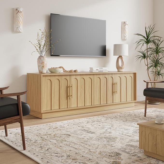 FORTUNETEC TV Stand for 75 Inch TV, Mid Century Modern TV Stand - Image 9