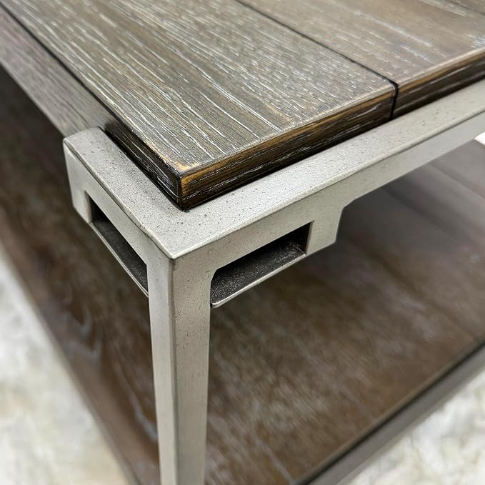 50 inch Wood Coffee Table with Removable Casters, Industrial Living Room Center - Image 3