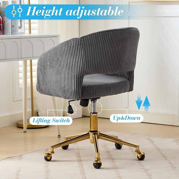 KCC Home Office Chair Swivel Desk Chair Accent Armchair Upholstered Modern - Image 4