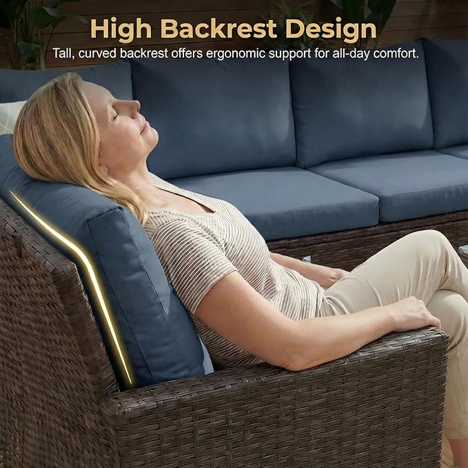 Wisteria Lane 7 Piece Patio Furniture Set, High Curved Back Wicker Patio - Image 5
