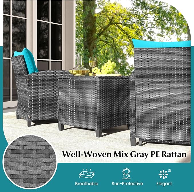 Tangkula 5 Pieces Patio Conversation Set, PE Wicker Rattan Outdoor Furniture Set - Image 8