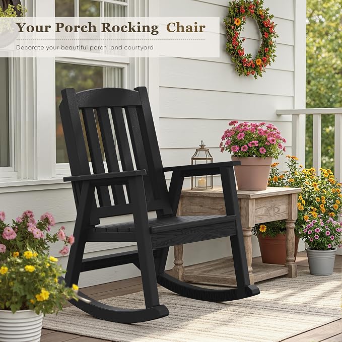 Greesum Set of 2 Outdoor Rocking Chair, 300lbs All-Weather Patio Rocker - Image 7