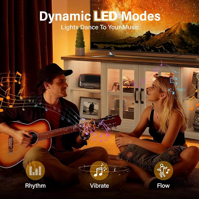 YESHOMY Farmhouse LED TV Stand - Image 5