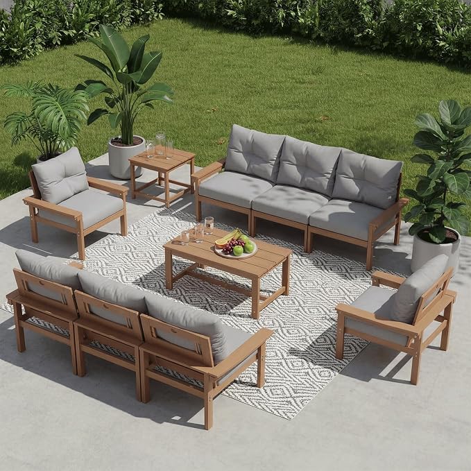 HDPE 10 Piece Outdoor Patio Furniture Set, All-Weather Outdoor Couch Set by YourPerfectOutdoorEscape