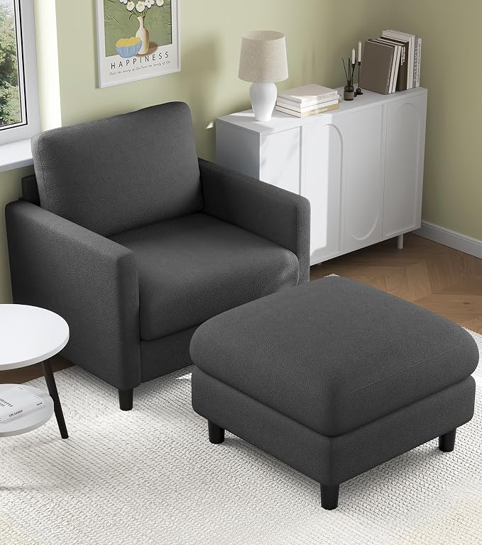 Welzona Sofa Accent Chair with Ottoman, Tool-Free Setup Living Room Accent - Image 9
