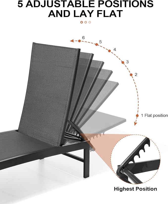 Crestlive Products 2PCS Chaise Lounge Chairs Outdoor - Image 5