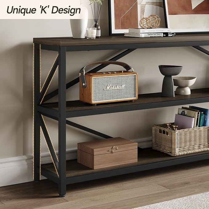 ONBRILL Industrial Console Sofa Table, 70.8 Inch Extra Long Entryway Table - Image 7