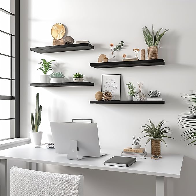 YYWUOJJ Wood Floating Shelves for Wall Decor, Rustic Wall Shelves for Bedroom - Image 6