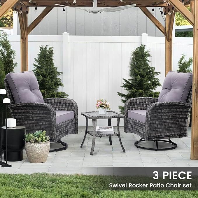 wildformers Luxury Outdoor Swivel Wicker Glider Patio Chairs - Image 2