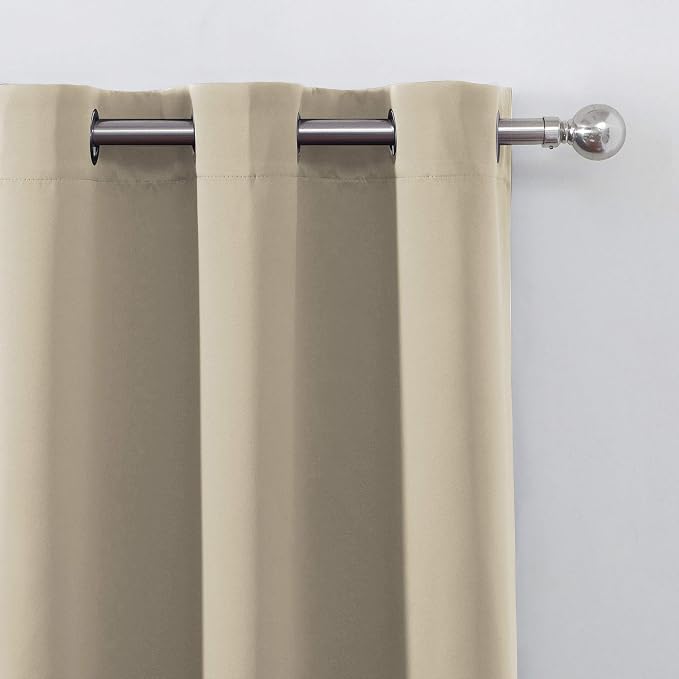 LEMOMO Beige Thermal Blackout Curtains/42 x 63 Inch/Set of 2 Panels Room - Image 7