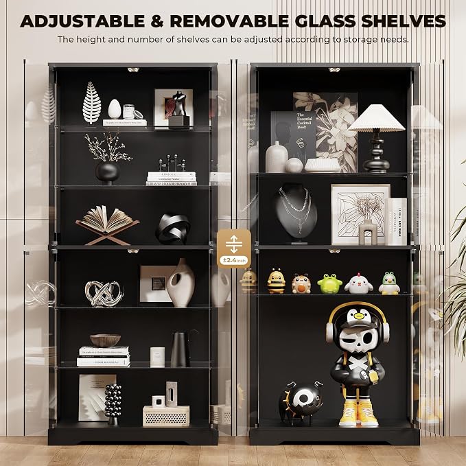BROTTAR Display Cabinet with Glass Door, 6-Tier 71" Curio Cabinet with 3 Color - Image 4