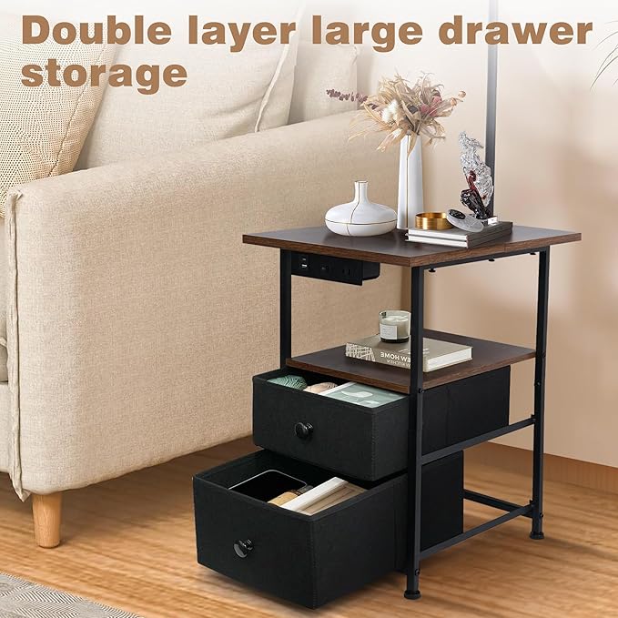PESRAE Floor Lamp with Table & 2 Drawers, End Table with 3 Color Temperature - Image 2