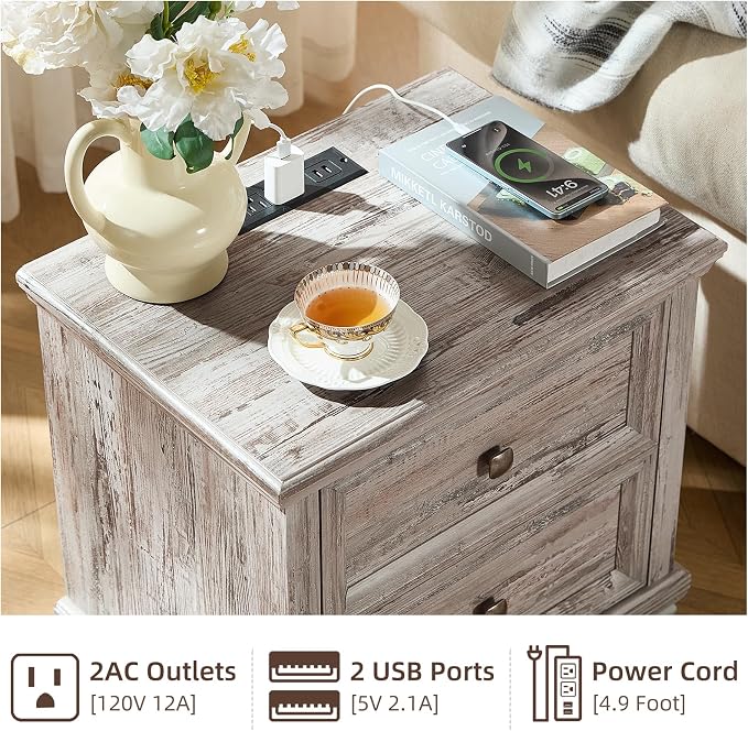 SAVOR LIFE Farmhouse Nightstand Set of 2 - Image 5