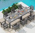 SERWALL HDPE Dining Set for 8: 2 Umbrella Hole Tables + 8 Chairs. Includes 8 by SERWALL