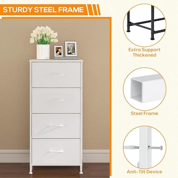 DUMOS Dresser for Bedroom, 4 Storage Drawers, Tall Fabric Closet Chests - Image 6