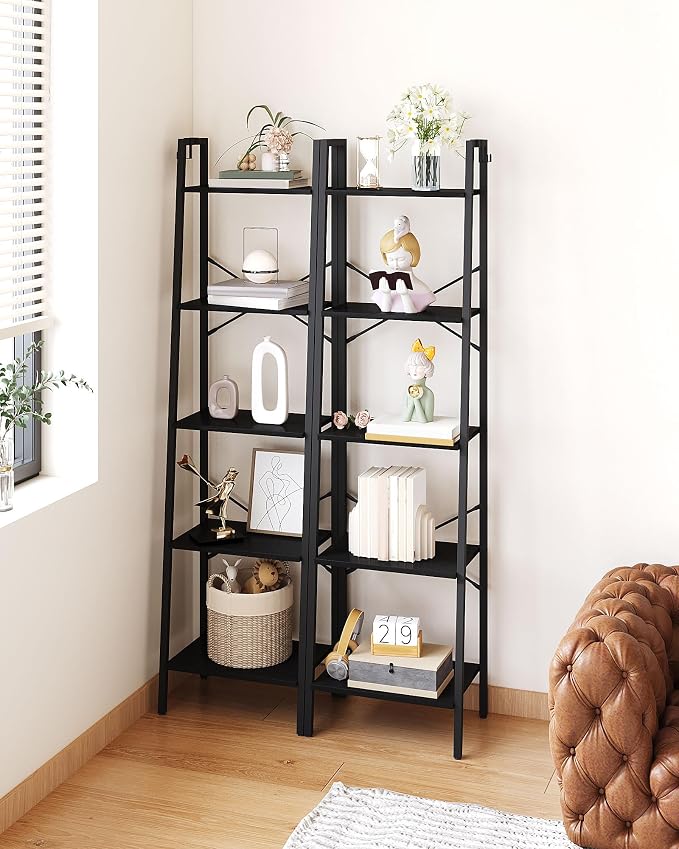 Hzuaneri Ladder Shelf, Bookshelf Bookcase, Freestanding Corner Storage Shelve - Image 5