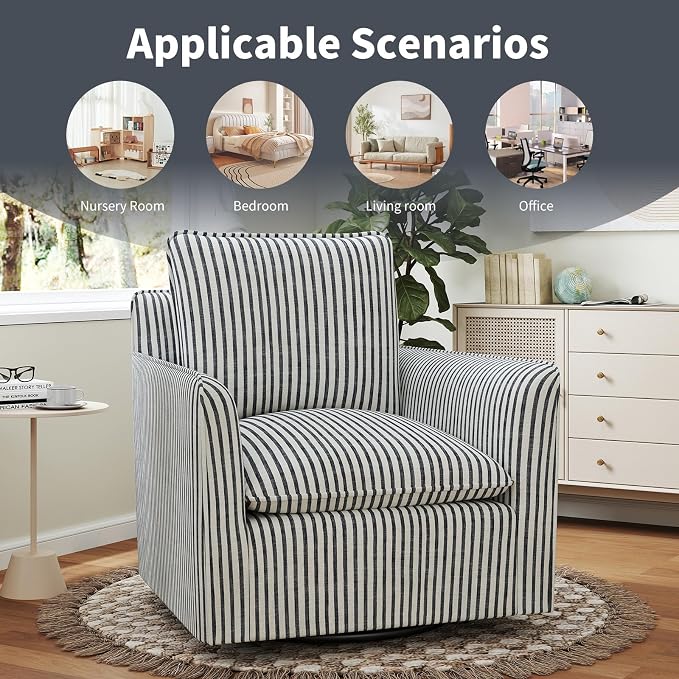 INZOY Swivel Accent Chair Set of 2, Upholstered Square Chair, Swivel Barrel - Image 7