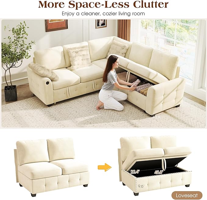 Ihanherry L-Shaped Sectional Sofa Bed - Image 5