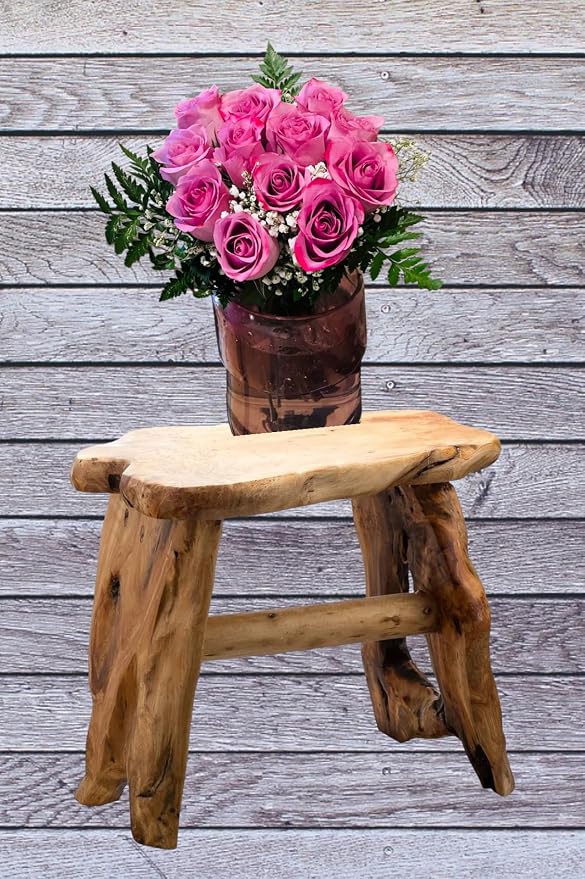 Natural Edge Cedar Wood Tree Stump Indoor/Outdoor Stool, Garden Bench, Night - Image 7