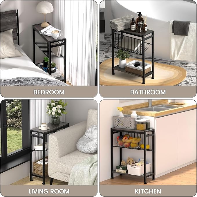 End Table for Small Space, 3-Tier Narrow Side Table - Image 6