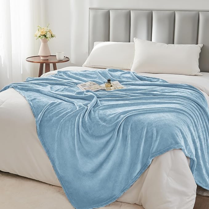 BEDELITE Fleece Blankets Queen Size Washed Blue Throw Blankets - Image 5