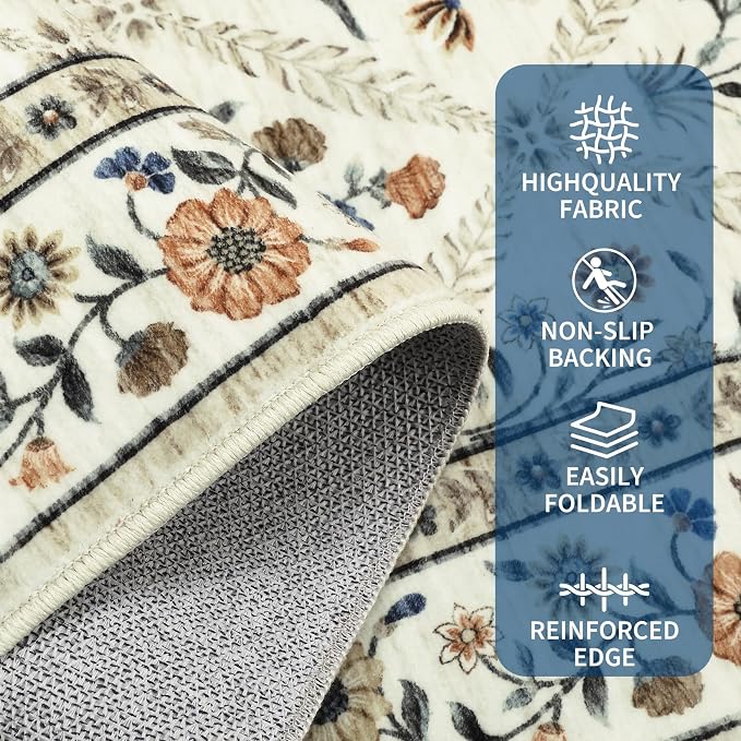 Washable Kitchen Rugs Non Slip 2x6 Hallway Runner Rug Stain Resistant Low Pile - Image 3