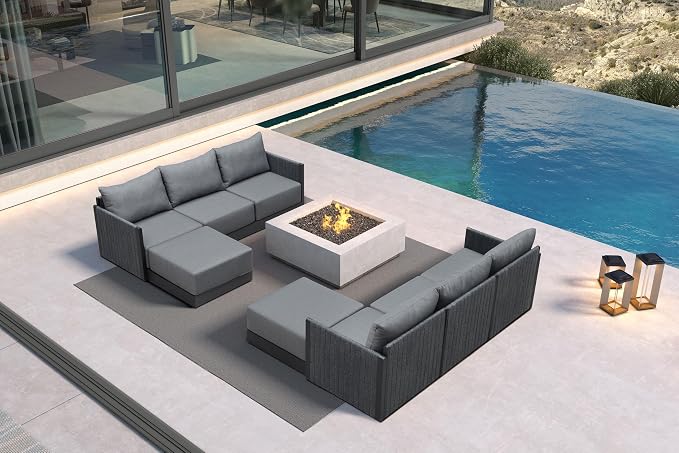 PURPLE LEAF Patio Furniture Set 8 Pieces Outdoor Conversation Sets PP Rope by PURPLELEAF