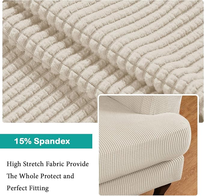 Turquoize Wingback Chair Covers 2 Piece Wing Chair Slipcover Stretch Slipcovers - Image 3