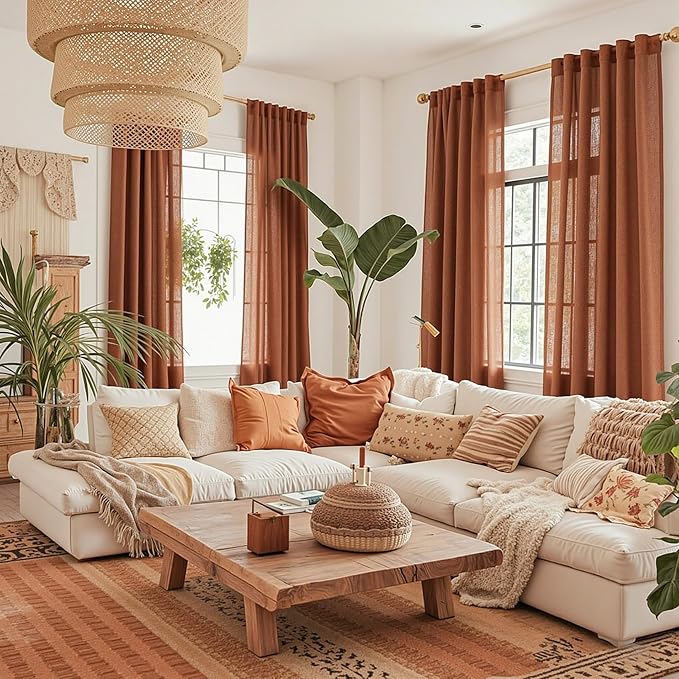 MYSKY HOME Curtains for Living Room 84 Inches Long Light Filtering Semi Sheer - Image 7