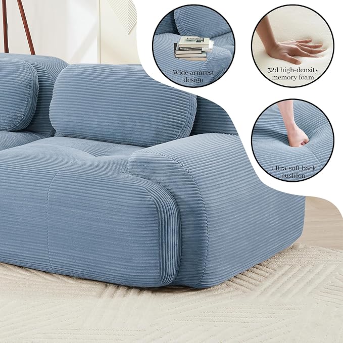 Boneless Sectional Couch, No Assembly Required, 81.8” Modular Cloud Sofa - Image 7