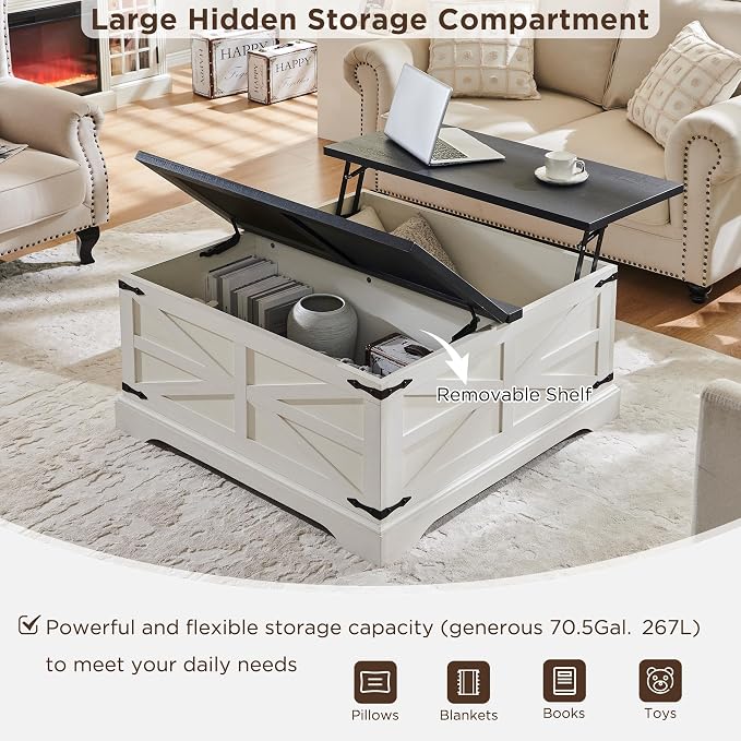 JXQTLINGMU 36" Lift Top Coffee Table - Image 4