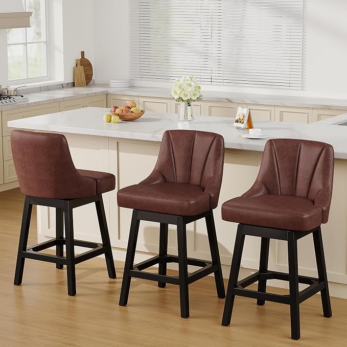 YaFiti Swivel Bar Stools Set of 3, 26 Inch Counter Height Bar Stools - Image 7
