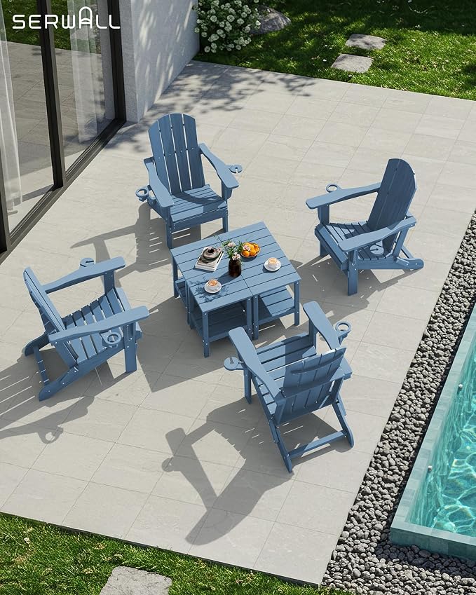 SERWALL 2-Tier HDPE Outdoor Side Tables Set of 2, Weatherproof Rectangular - Image 8