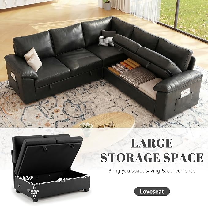 85 Inch Faux Leather Modular Sectional Sofa - Image 6