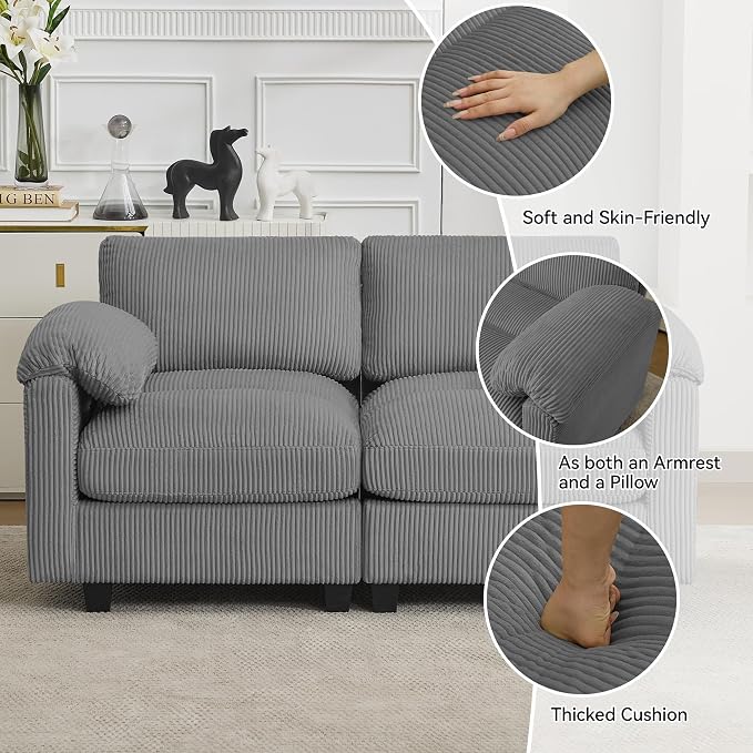 61'' Modular Loveseat Sofa, Extra Deep Seat Cloud Couch - Image 3