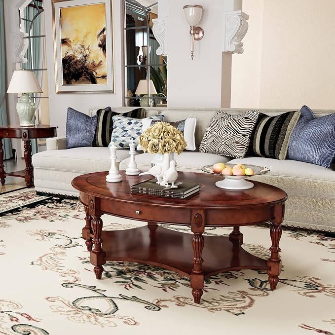 Solid Wood Oval Coffee Table - Image 3