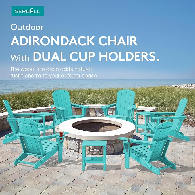 SERWALL Adirondack Chair with Cup Holders - Image 9