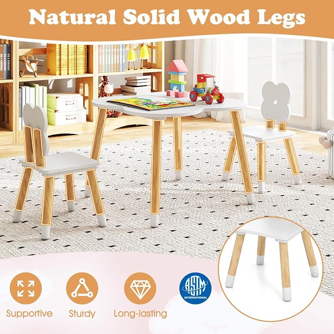 Costzon Kids Table and Chairs, Wooden Toddler Desk Set - Image 4