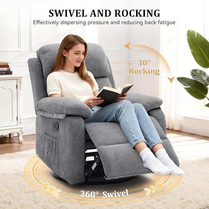 Korser Recliner Chair, 360 Swivel Rocker Chair - Image 3