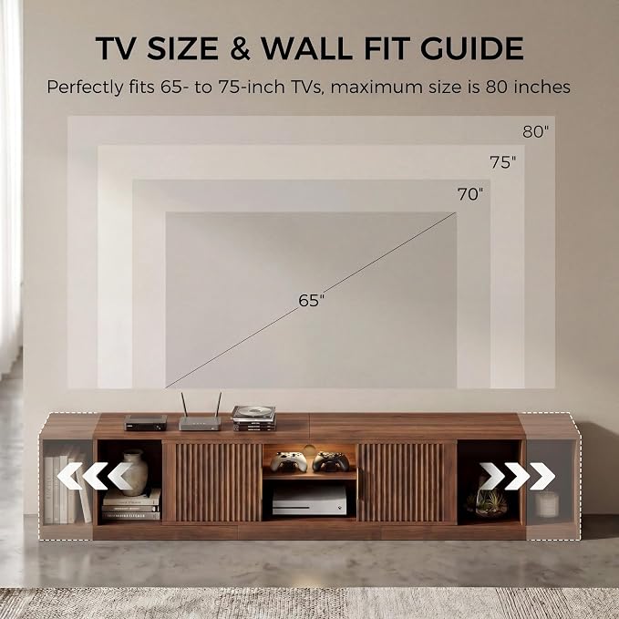 IRONCK TV Stand for 55-80 Inches TVs, Extendable Corner Entertainment Center - Image 3