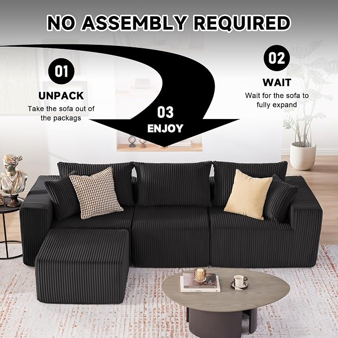 Weture 107.4" Cloud Couch Sectional, Modular Sofa - Image 5