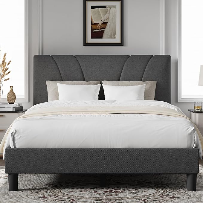 Novilla Queen Size Bed Frame Upholstered Platform Queen Bed Frame by Novilla