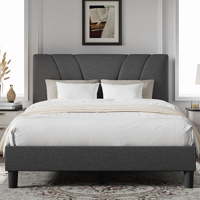 Novilla Full Bed Frame Upholstered Platform Full Size Bed Frame by Novilla