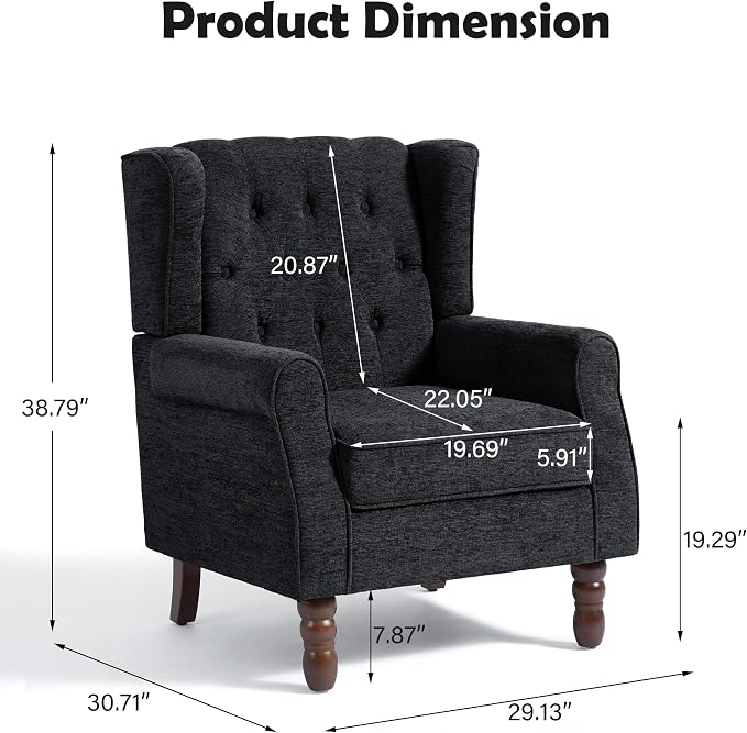 Mid-Century Modern 2-Piece Wingback Chair Set - Image 2