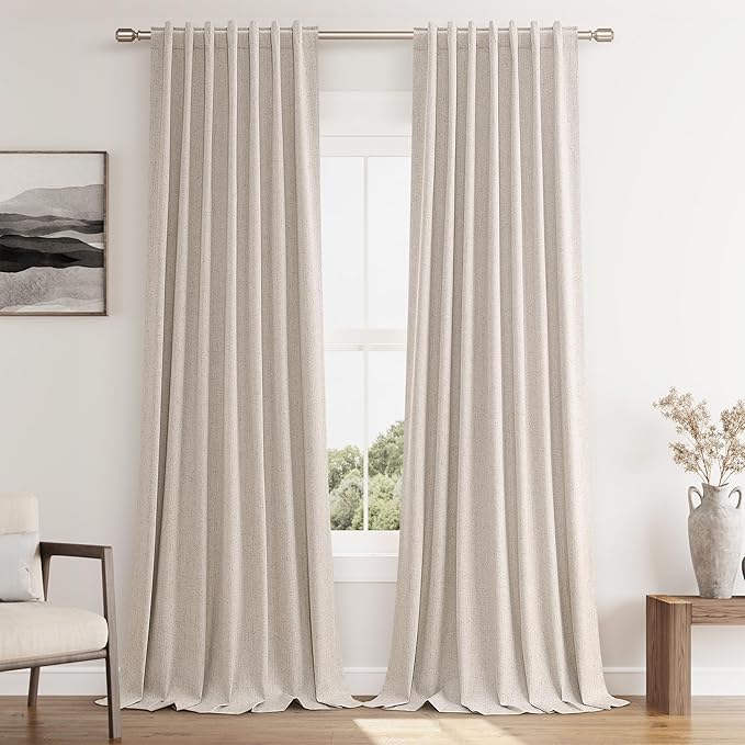 Guken Oatmeal 100% Blackout Curtains 102 Inch Length 2 Panels Set by Guken