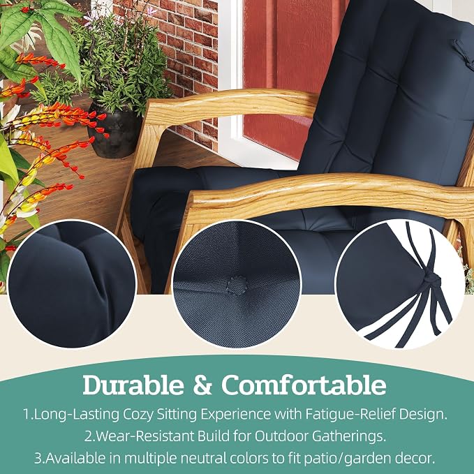 Outdoor Chair Cushions Set of 2, High Back Soft Seat Pad - Image 6