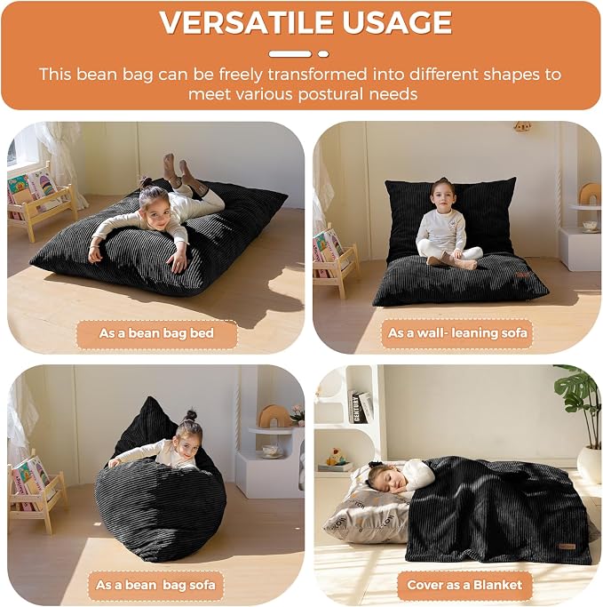 MAXYOYO 3 in 1 Kids Bean Bag Chair Couch, Convertible Chair Folds from Bean Bag - Image 3
